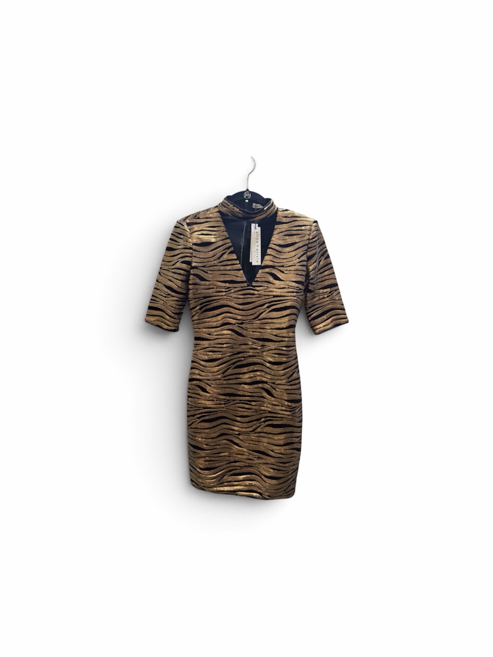 Alice + Olivia Gold and Black Tiger-Stripe Bodycon Mini Dress